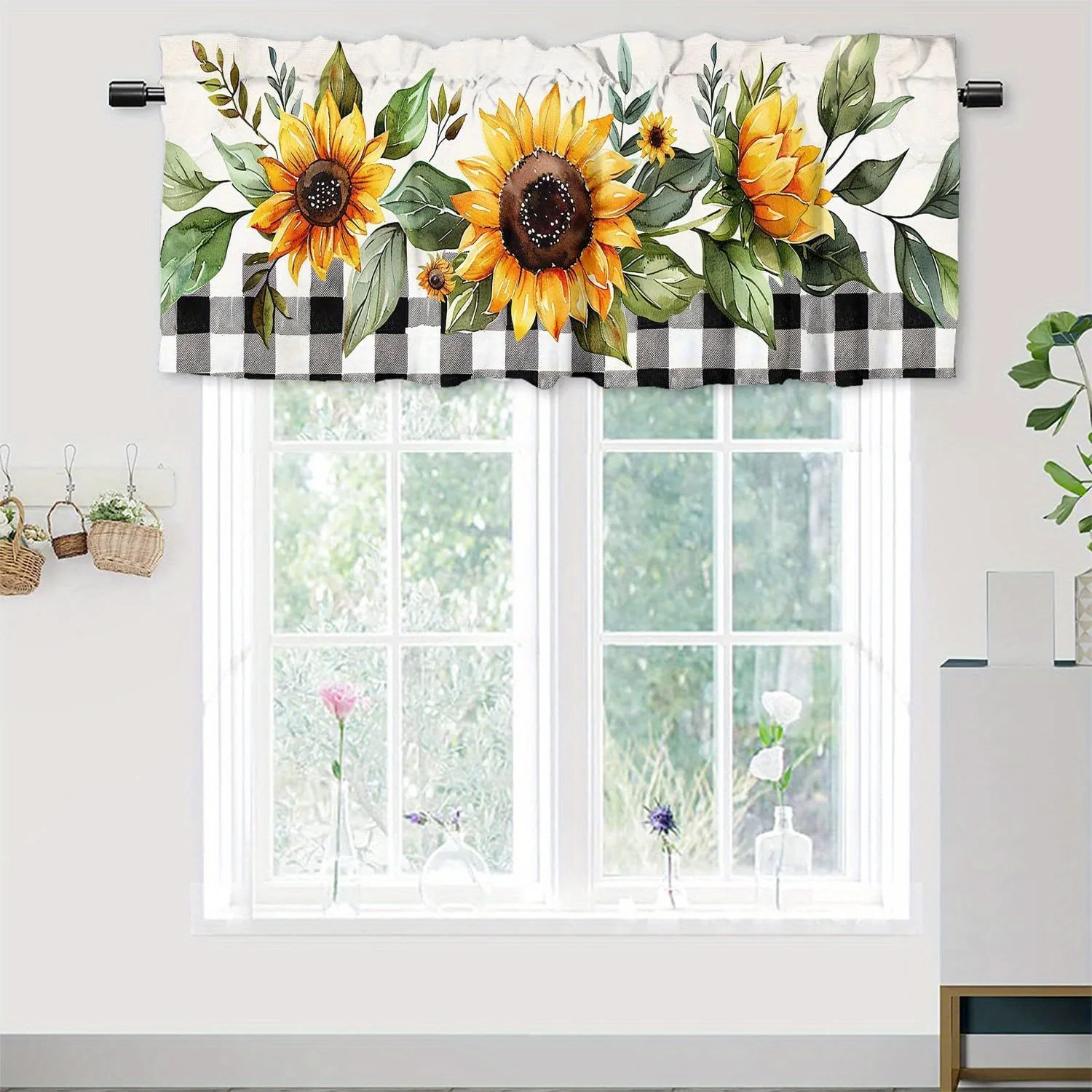 

1 шт., карманная кухонная занавеска с подсолнечником, домашний декор, подходит для столовой, кухни, кафе, декора ванной комнаты