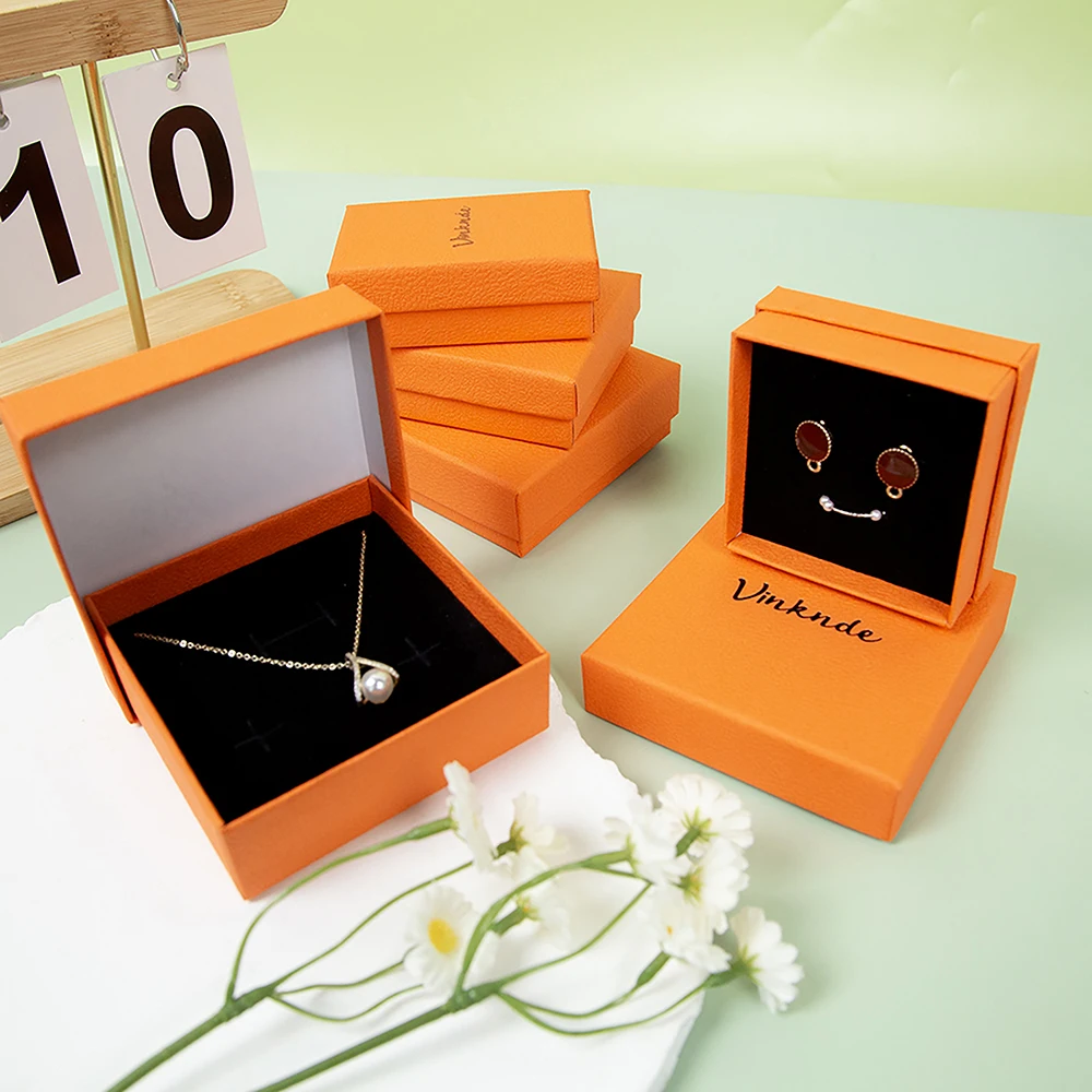 مخصص شخصية البرتقال ليتشي نمط ورقة صندوق مجوهرات الذهب الفضة شعار ختم ل قلادة سوار حلقة التعبئة والتغليف هدية مربع