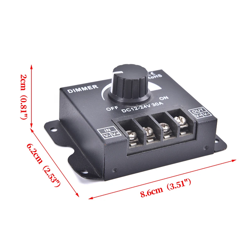 DC 12V 24V LED Dimmer Switch 30A 360W Voltage Regulator Adjustable Controller For LED Strip Light Lamp LED Dimming Dimmers