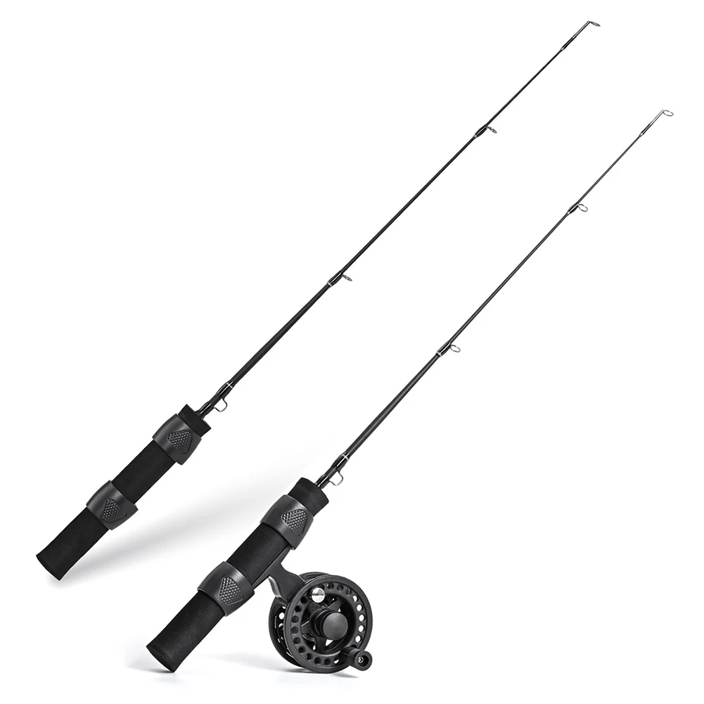 LEO 51cm Winter Fishing Rod Fiberglass Ice Fishing Rod+Reel Portable Ultra-short Antiskid Grip Tackle Pesca Fisherman Gear