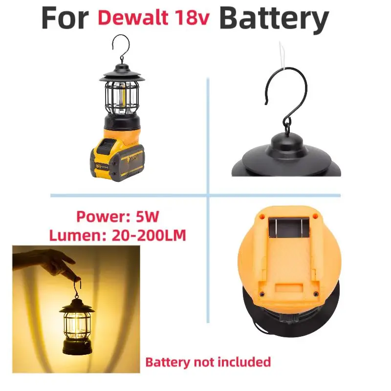 

Wall Mounted Hanging Lantern For Dewalt 디월트작업등פנס 18/20V Lithium Battery Camping Light work Light Portable Lanterns（No battery)