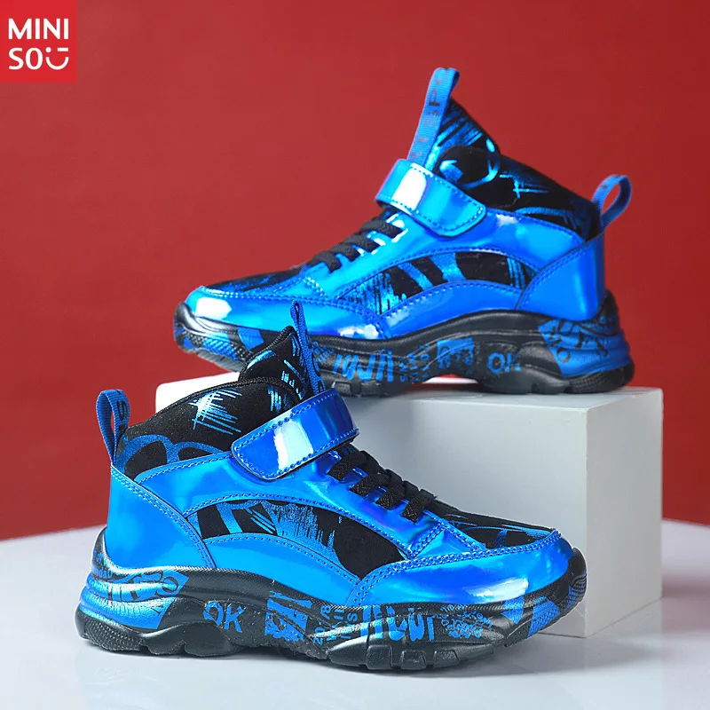 

Детские кожаные кроссовки Miniso Golden Chelsea, весенне-осенние новые легкие дышащие кроссовки для больших мальчиков