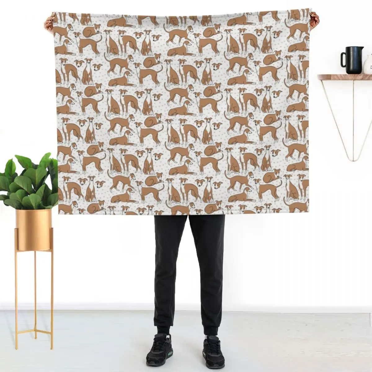 Italian greyhound cute illustration pattern Throw Blanket Flannel Luxury Brand halloween Large Plaid on the sofa Hair Blankets