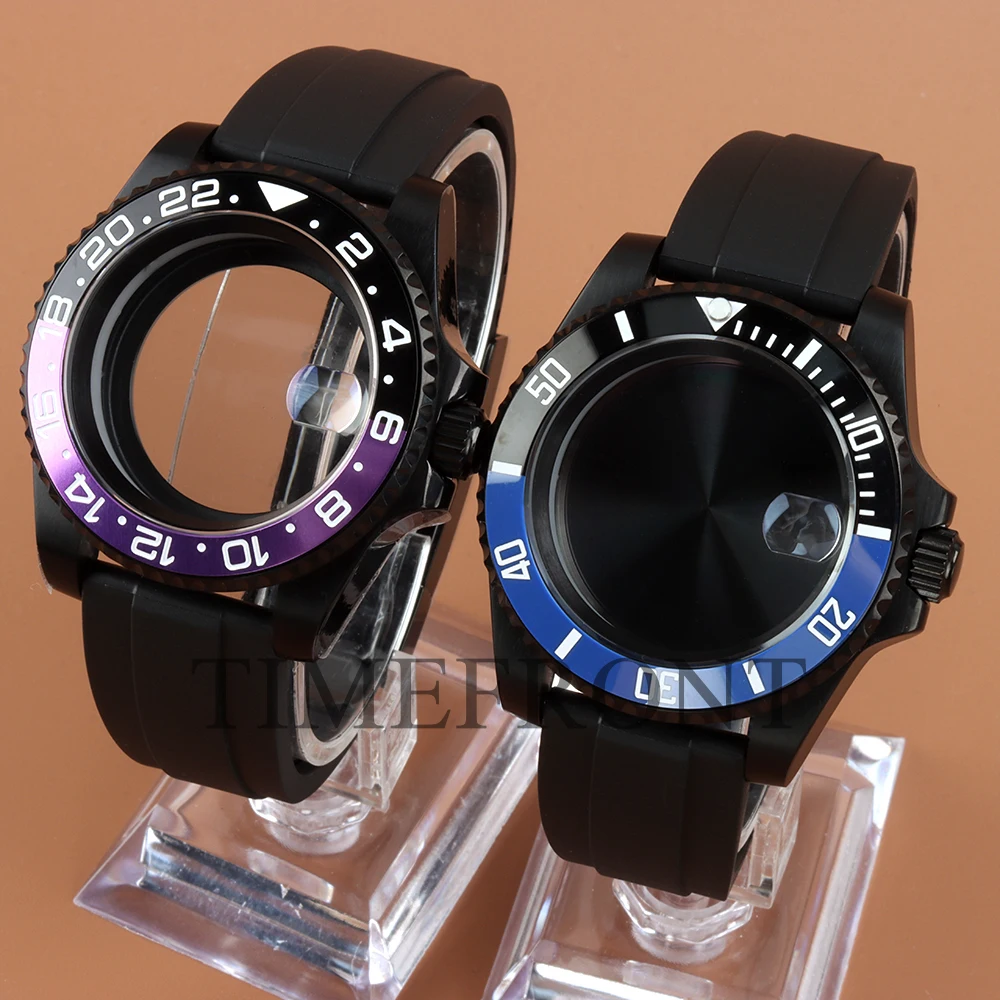 

Корпус часов 40 мм, черное PVD-покрытие, модифицированное сапфировое стекло, с резиновым ремешком, подходит для Seiko Submariner/GMT/Yacht, механизмы NH34, NH35, NH36, NH38.