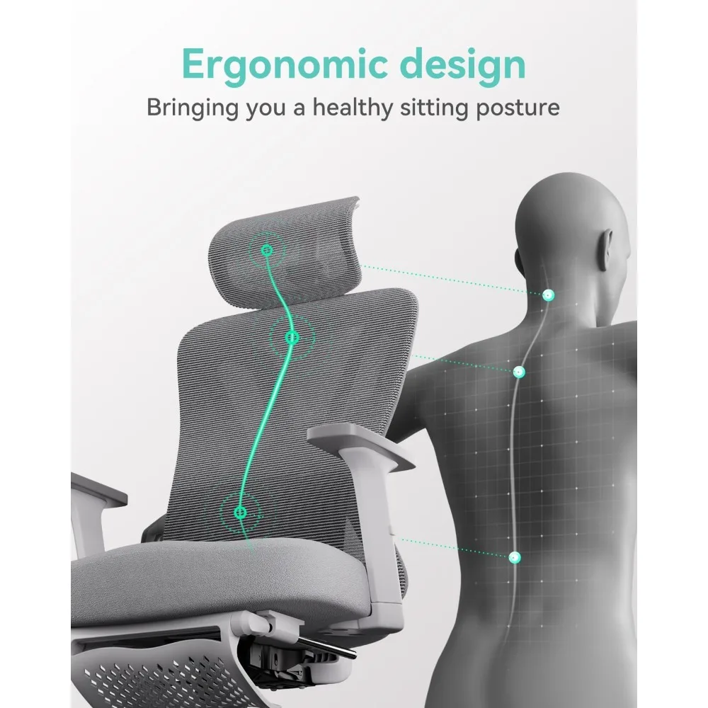 P5 Ergonomic Office Chair, Desk Chair with Adjustable Lumbar Support and Height, Comfortable Mesh Computer Chair with Customized