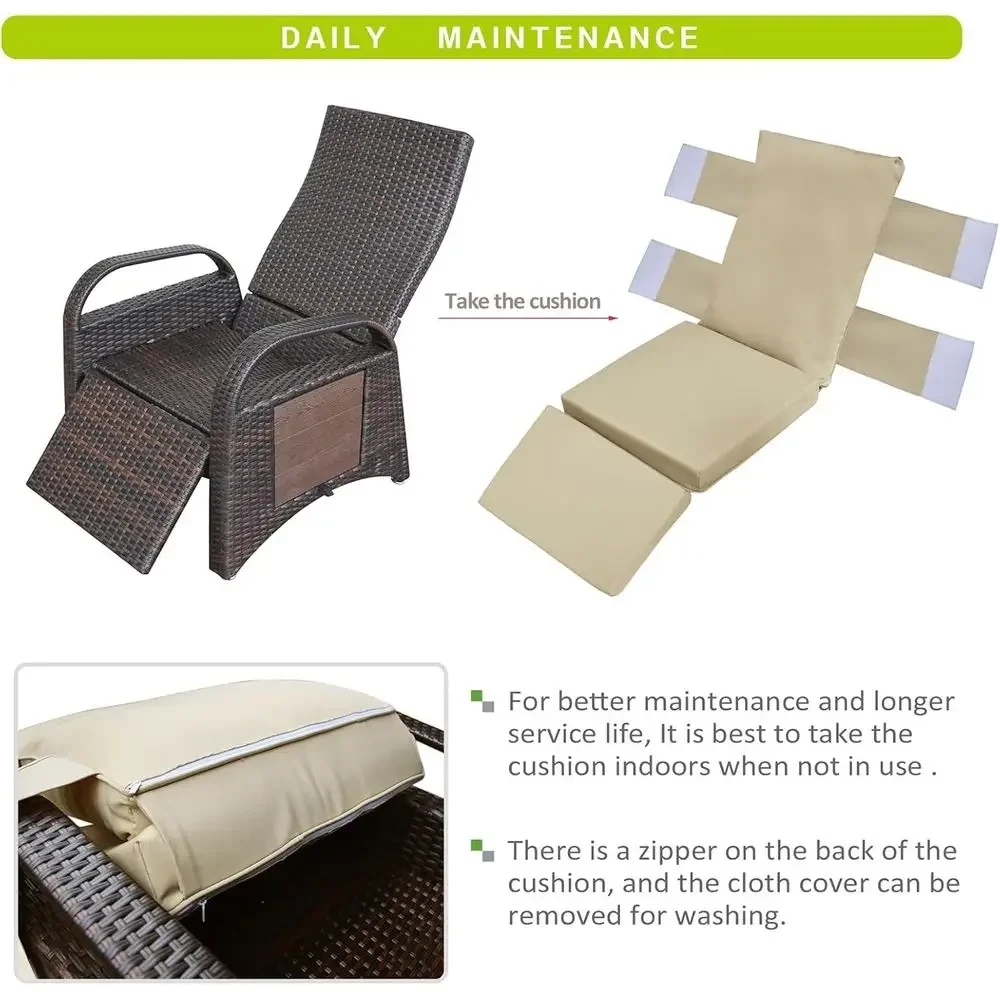 

Activity ProductOutdoor Recliner Chairs, PE Wicker Reclining Lounge Chair With Removable Sot Cushion, Adjustable Outside Recline