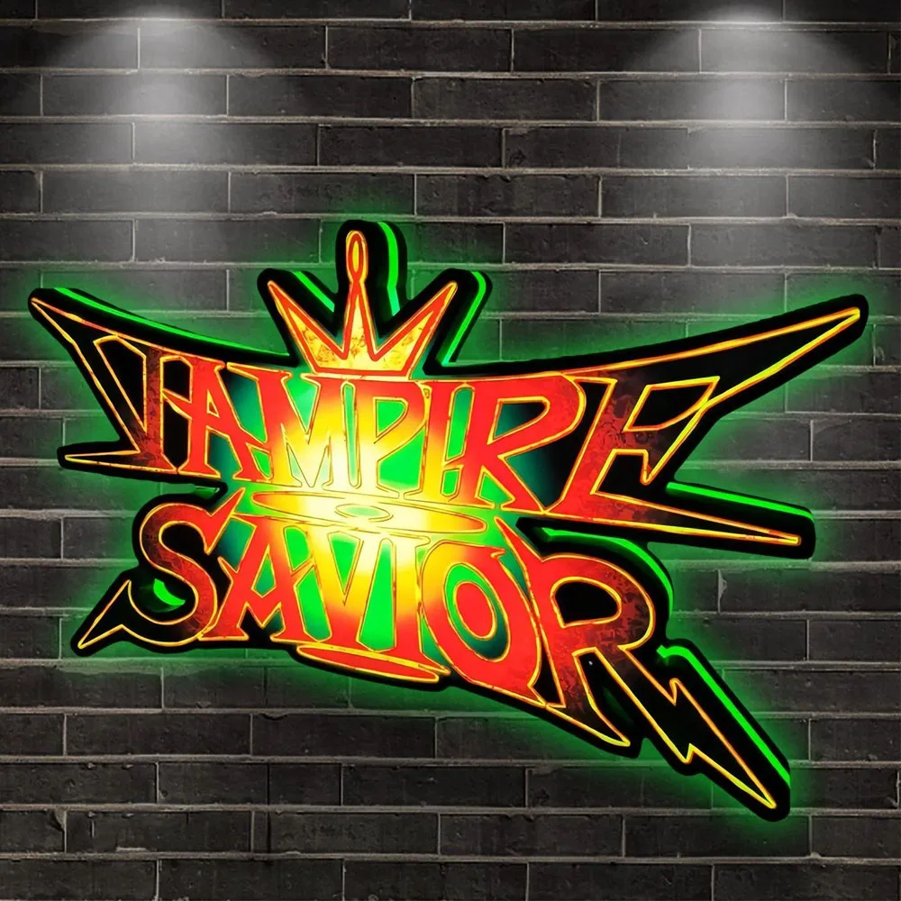 Custom Vampire Savior - The Lord of Vampir Logo Lightbox  3D Print LED Sign  Desktop Nightlight Gameroom Wall Decor