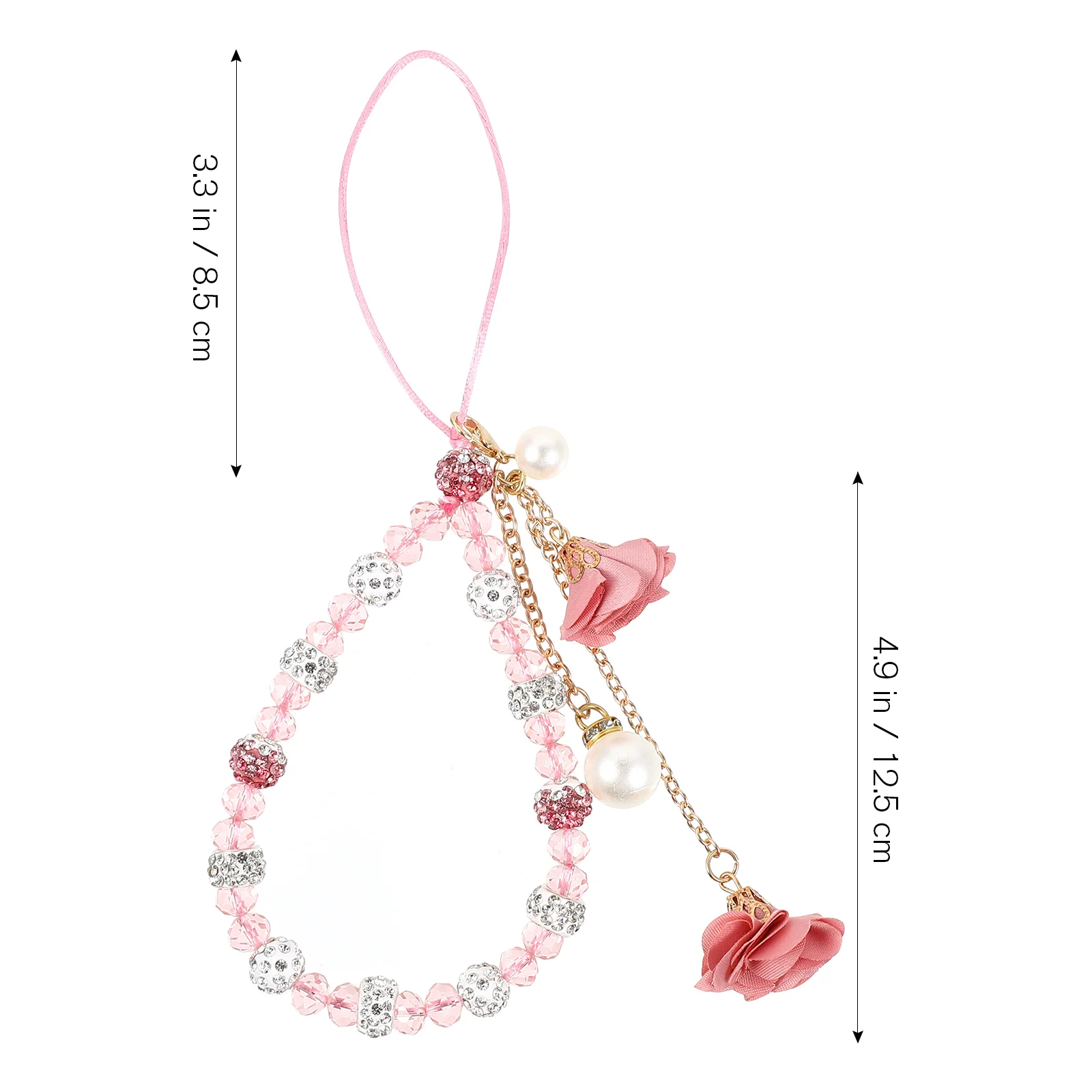 Crystal Mobile Phone Pendant Beaded Lanyard Wrist Strap for Wallet Keychain Decoration Bag Cell Decorate