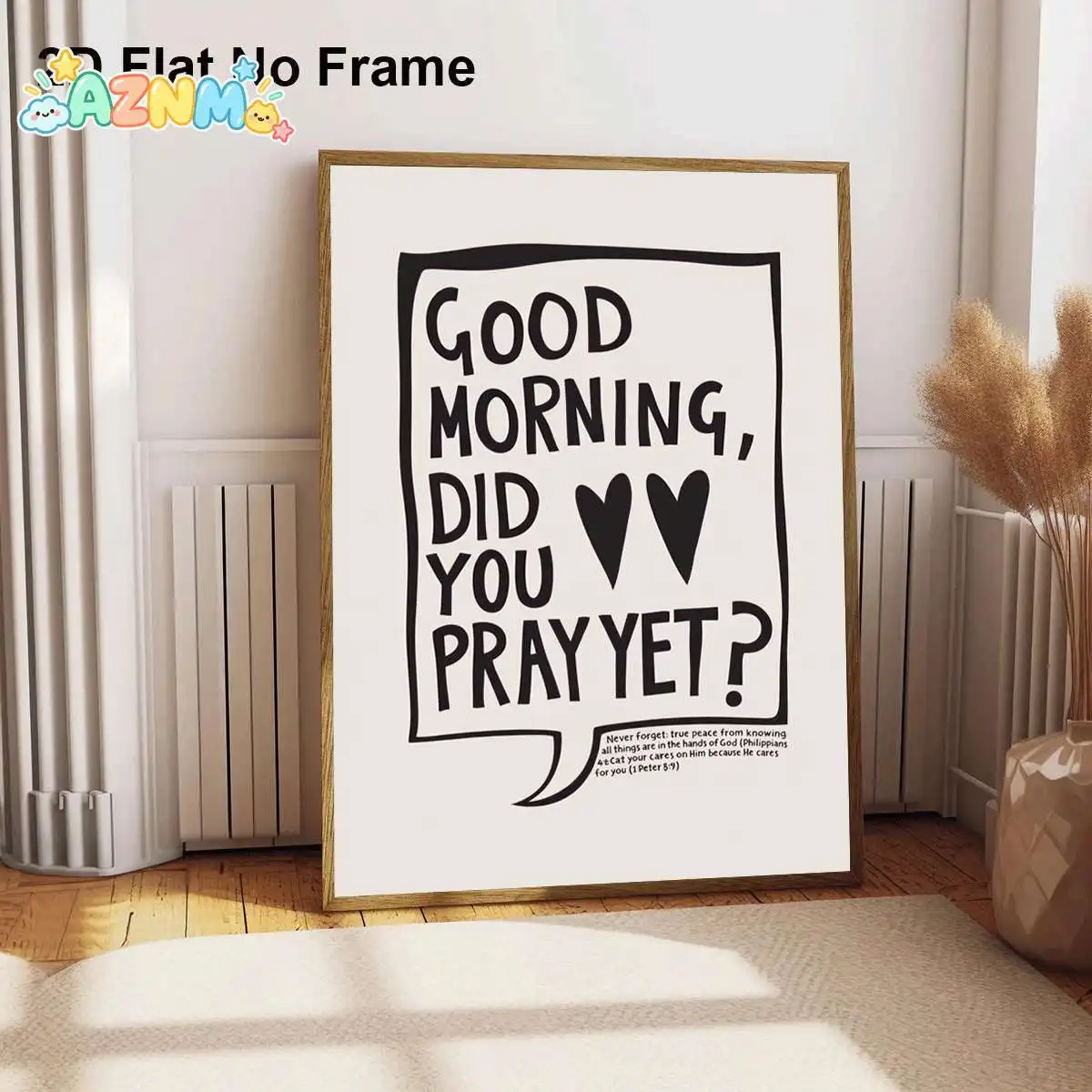 2D Flat, 1pc Frameless Canvas Poster, Good Morning Did You Pray Yet Bible Verse Inspirational Quote, Wall Art Canvas Painting