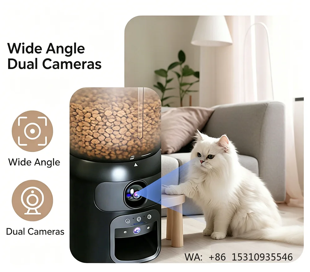 2026 Newest WiFi Smart Automatic Pet Feeder HD Camera Timed Visual Cat Food Dispenser Trending Pet Intelligent Feeder Wholesale