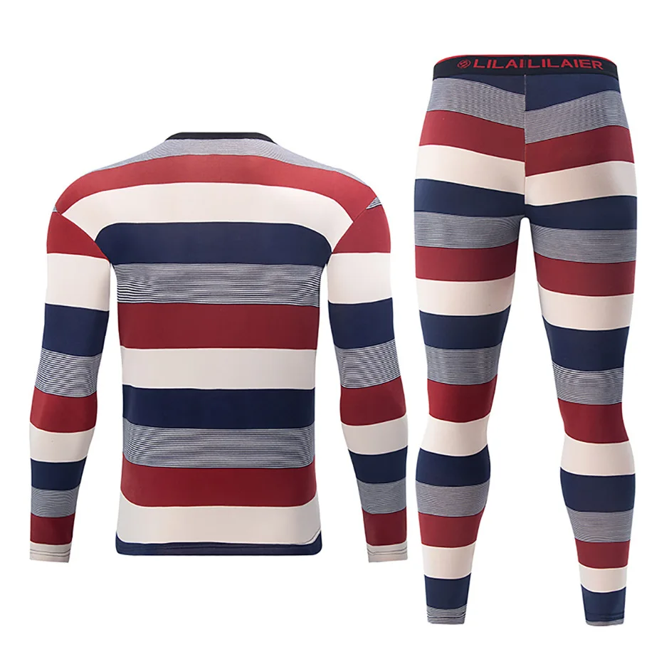 Herren Herbst-Winter Thermo-Unterwäsche-Set Goldenes Fleece Verdickte Europäische und US-Größen Modisch Bedruckte Lange Unterhosen Warme Basisschicht Oberteil – Detail 7