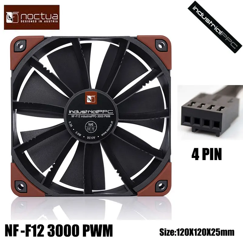 Noctua NF-F12 industrial ppc Lüfter Drei phasen motor Design von 120mm industriellen Anwendung Hoch geschwindigkeit ventilator