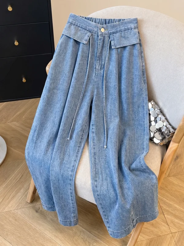 

Light Blue Wide Leg Jeans Loose Straight Floor-Length Summer New Style Women's Jeans Drapey Comfortable High Waist Trousers