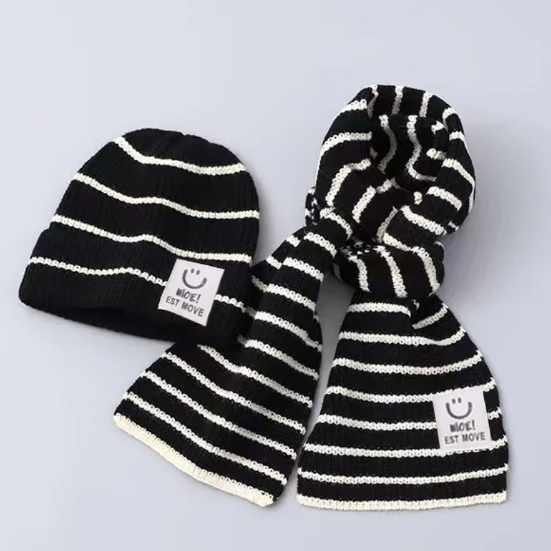 Children's Knit Gloves Hat Scarf 2 Pieces Sets Winter Outdoor Windproof Warm Kids Hats and Caps Muffler for Boy Girl 2-8Y