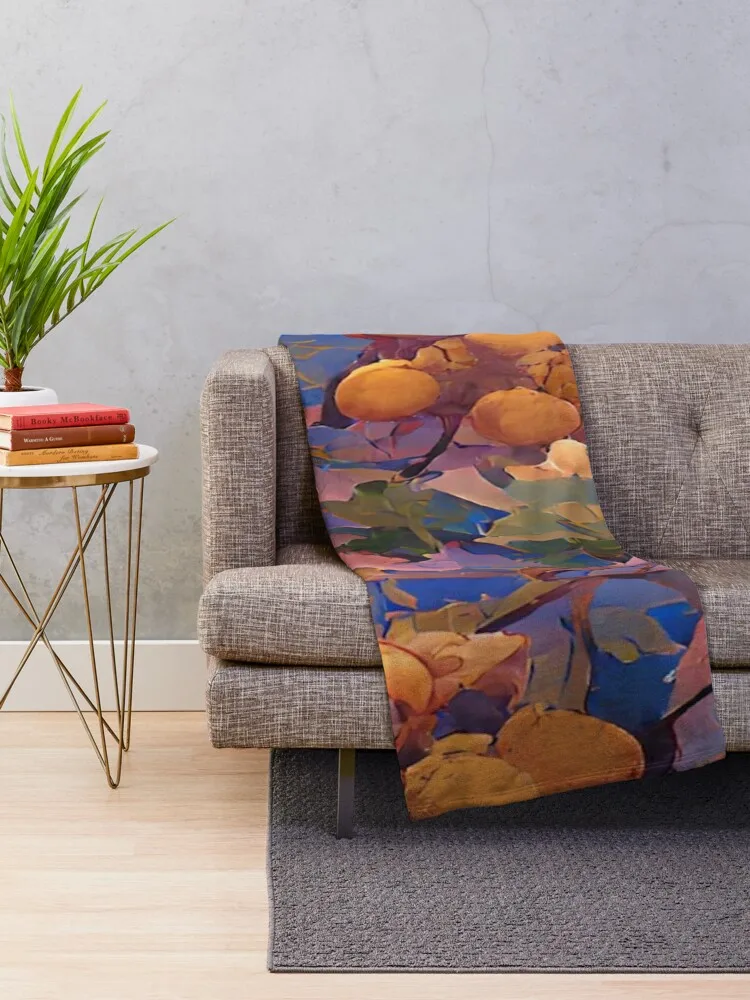 Painting of California Winery - Grape Vines - Winery Illustration - Wine Throw Blanket Sleeping Bag Sofas Blankets