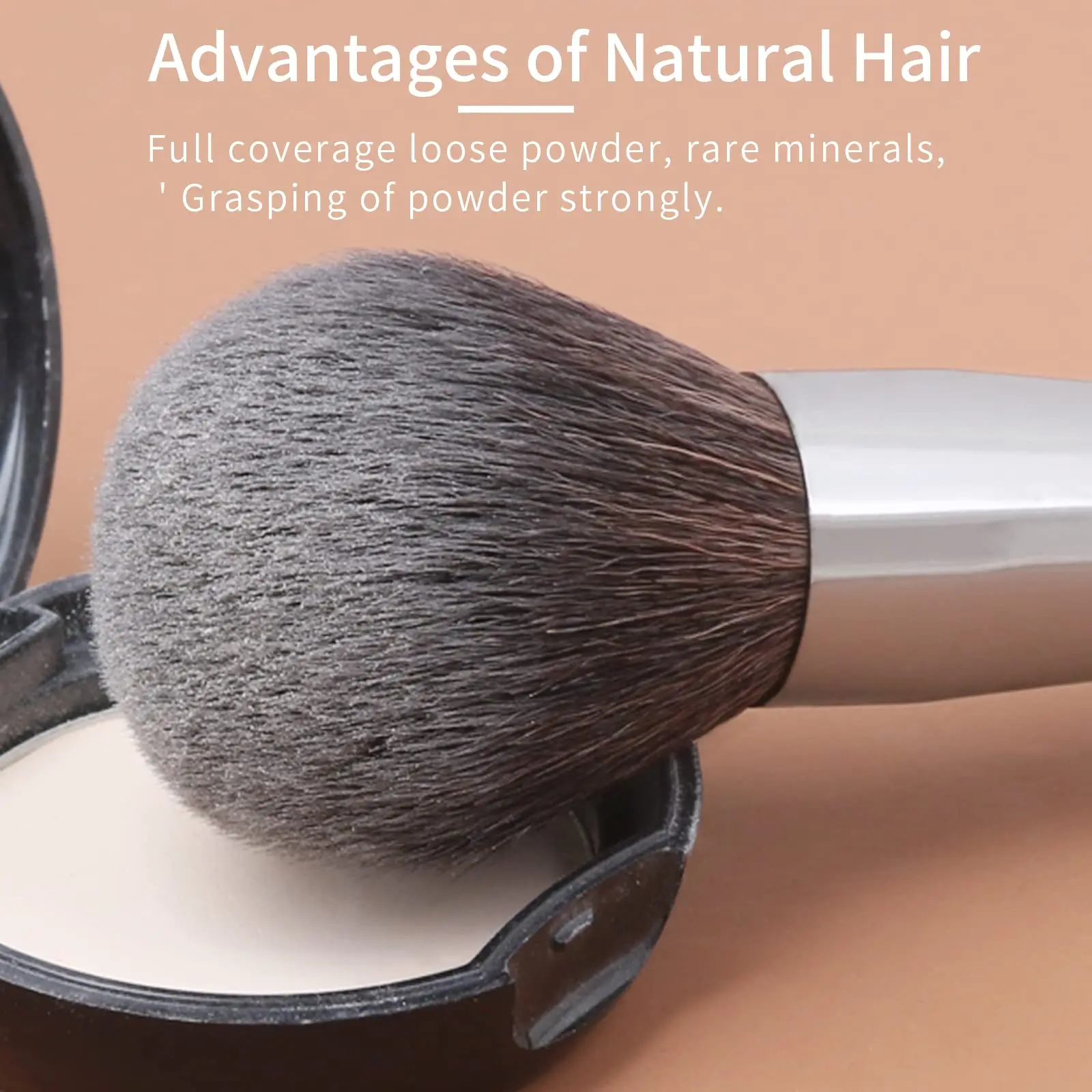 مجموعة فرش مكياج من شعر الماعز الطبيعي مع علبة، فرش مكياج طبيعية، فرش مكياج ذات شعيرات طبيعية