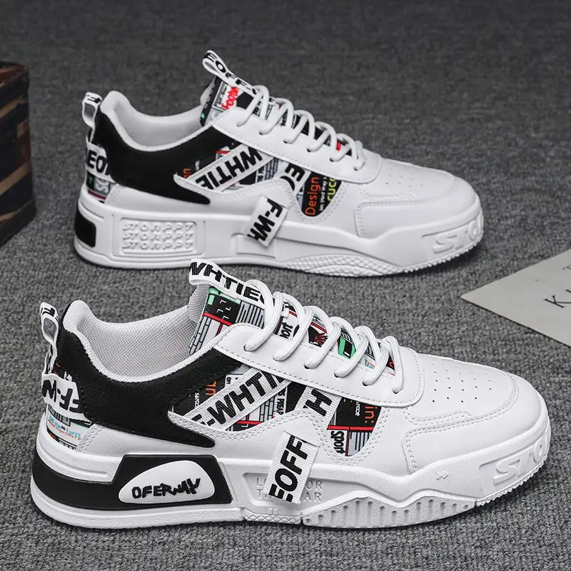 2026 Spring/Summer Men's Breathable White Fashion Brand Thick Platform Sports Casual Board Shoes Niche All-Match Trendy Footwear