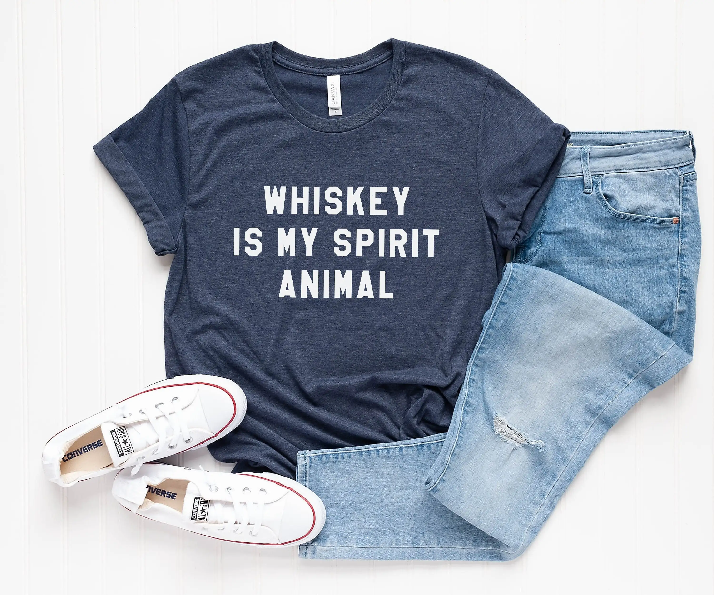 Whiskey Is My Spirit Animal Funny Saying T Shirt For Drinking Novelty Gift