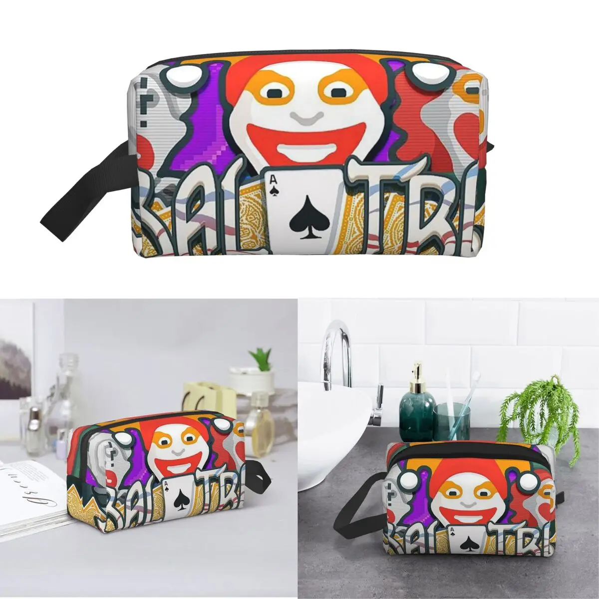 Balatro Playing Card Jocker Lusty Joker Makeup Bag Cosmetic Organizer Storage Dopp Kit Toiletry Cosmetic Bag for Women Beauty
