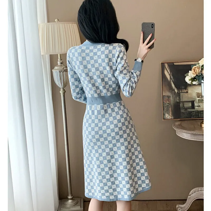 Autumn and Winter Women\'s Long Sleeved Dress High Quality Fashion Casual Commuter Knitted Dresses