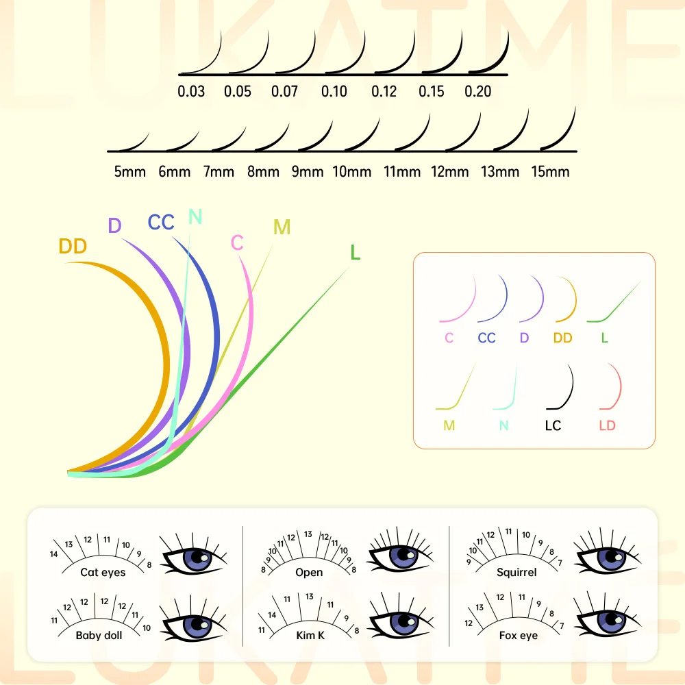 LUKATME U-Form 6D Kleeblatt Wimpernverlängerungen, vorgefertigte Fächer, schwarze C/D-Curl, weiche, flauschige, dimensionale Wimpern 8-15mm für den Salon – Detail 13
