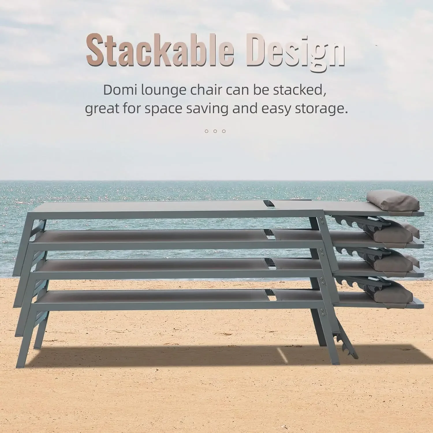 [متجر هيلونج] مجموعة كراسي صالة تشيس مكونة من 3 قطع، كراسي صالة من الألومنيوم مع 5 أوضاع قابلة للتعديل، صالة تشيس خارجية لحمام السباحة، سطح السفينة،