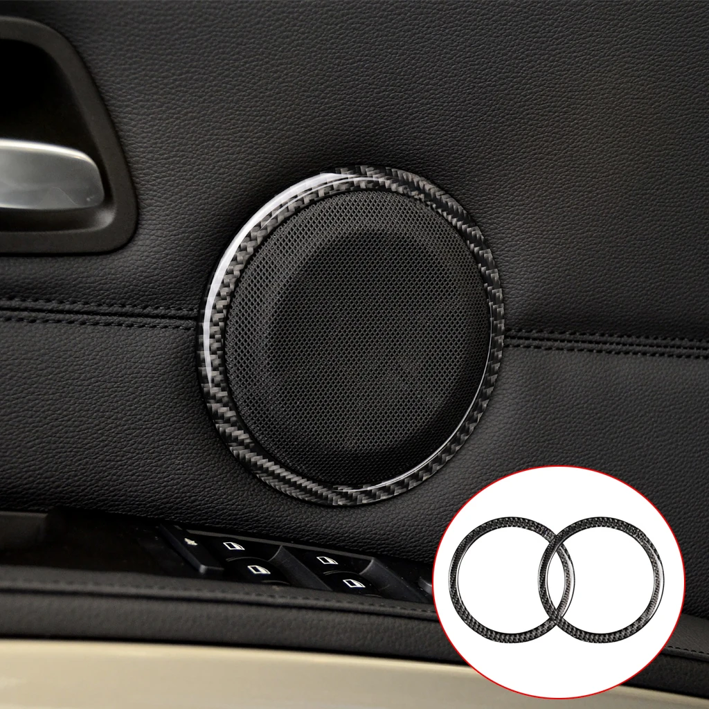 Carbon Fiber Car Door Speaker Decorative Circle Sticker Loudspeaker Trim Car Interior Accessories For BMW 3 Series E90 X1 E84