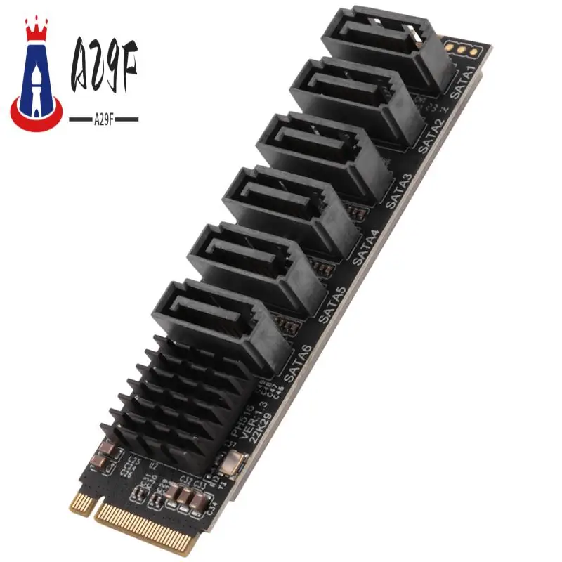 

A29F-M.2 MKEY PCI-E Riser Card Карта адаптера PCIE M.2 NVME к SATA3.0 PCIE к SATA 6Gpbsx6-портовая карта расширения ASM1166