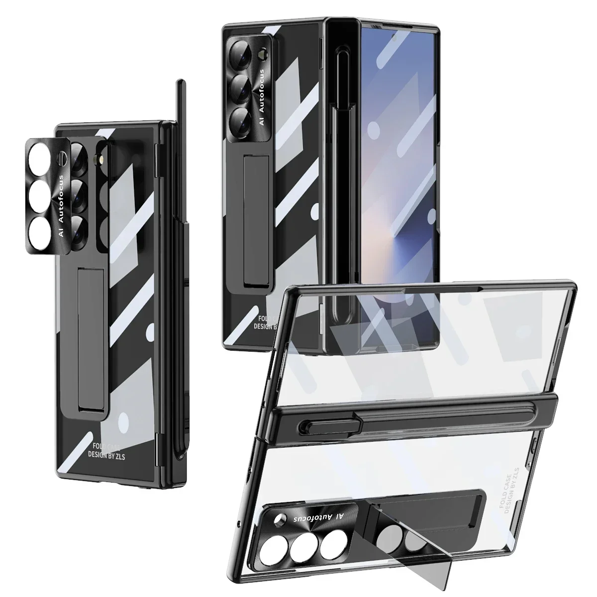 

Magnetic Hinge Protection Electroplating Holder Pen Slot Phone Case for Samsung Galaxy Z Fold 6 Fold6 Shockproof Shell Cover