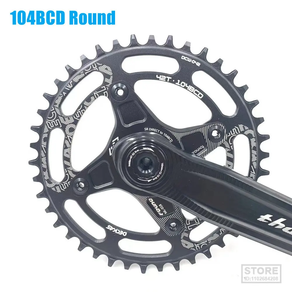 DECKAS 104BCD Bike Chainring 40T 42T 44T 46T 48T 50T 52T Tooth Narrow Wide  Road  Mountain  Chainwheel 104 BCD