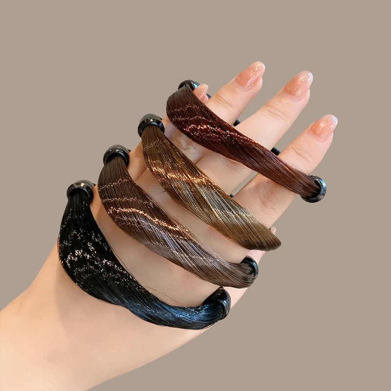 10 Stück Korea Gummiband aus Haars imulation Perücke Kopfs eil Mode Perücke Haarring gerade Haar gummi Pferdes chwanz elastisches Haars eil – Detail 11