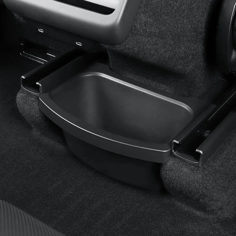 Für Tesla Model Y Juniper 2026 TPE Hintere Mittelkonsole Aufbewahrungsbox Organizer mit Abdeckung Mülleimer Unter dem Sitz Auto-Zubehör – Detail 3