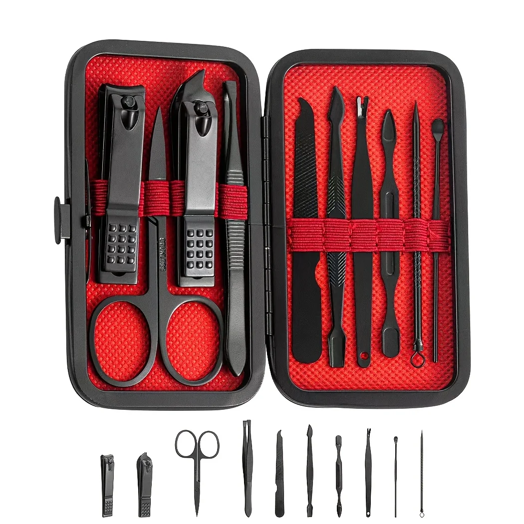 1 Set of Nail Care Kit, Ear Pick, Angled Nail Clippers, Nose Hair Trimmer, Tweezers, Manicure Set, Unisex Gift, Essential for Home, Holiday Gift