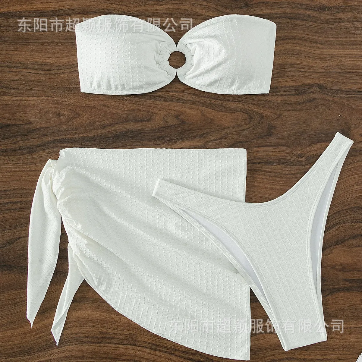 

Swimsuit sexy tube top solid color three-piece swimsuit hot beach bikini 2025 new