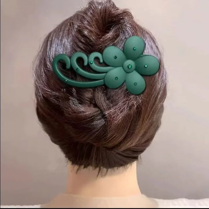 مشبك شعر كبير متعدد الاستخدامات بتصميم زهرة مرصعة بالكرستال للاستخدام الخارجي، مشبك شعر على شكل منقار البط للجزء الخلفي من الرأس، إكسسوار شعر عصري