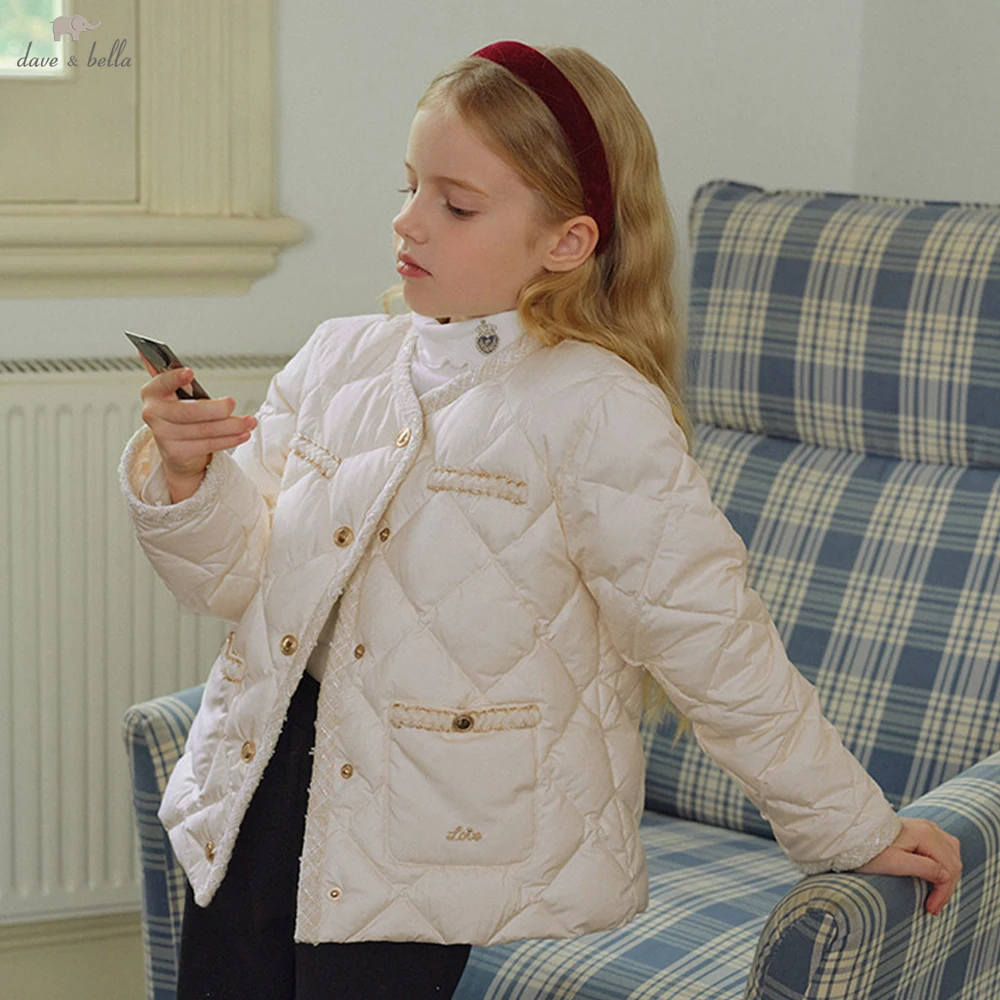 

Dave Bella детский пуховик для девочек, милое зимнее утепленное пуховое пальто, водонепроницаемое пальто, верхняя одежда, одежда DK42454