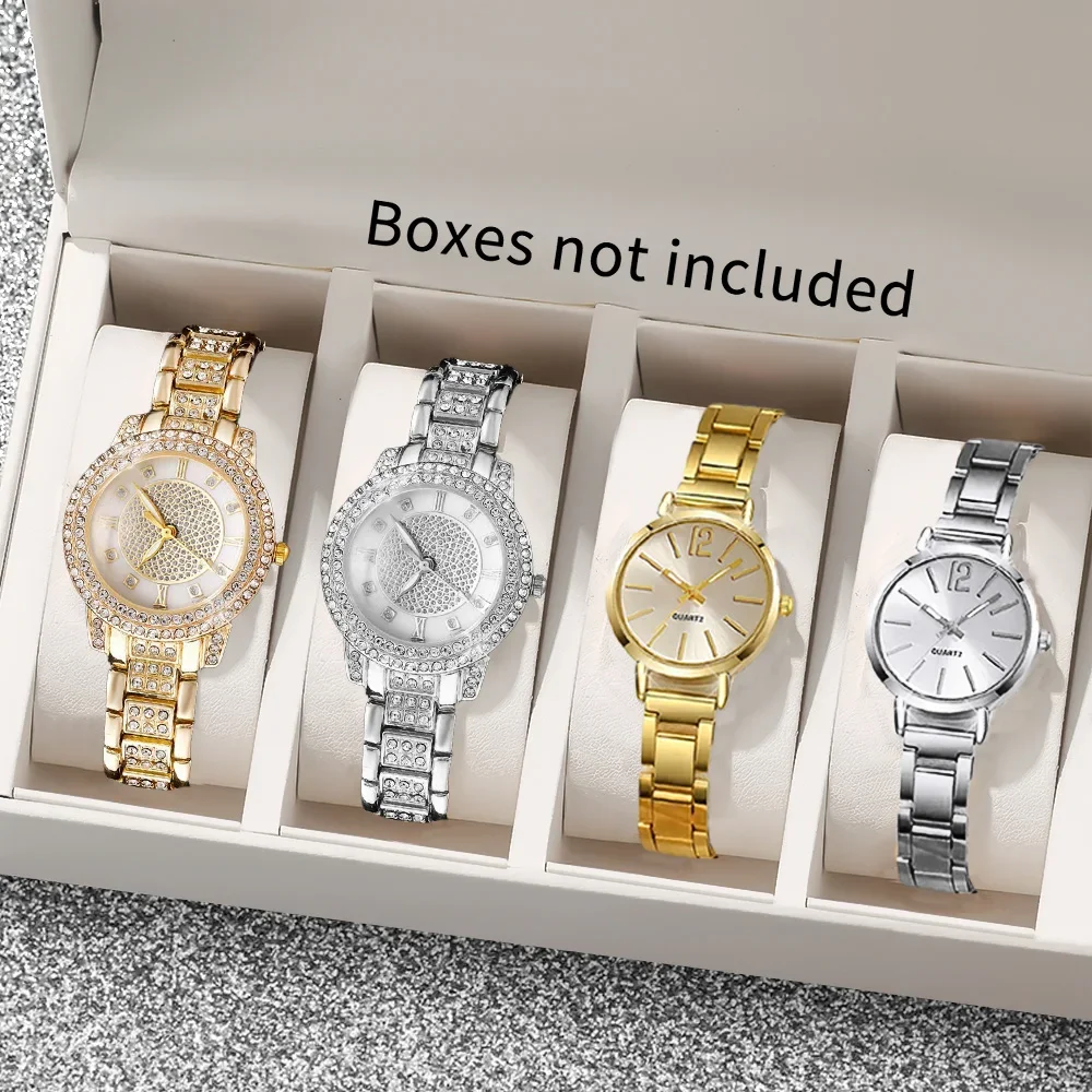 4pcs fashionable women's quartz watch combination set, suitable for daily wear and holiday gifts