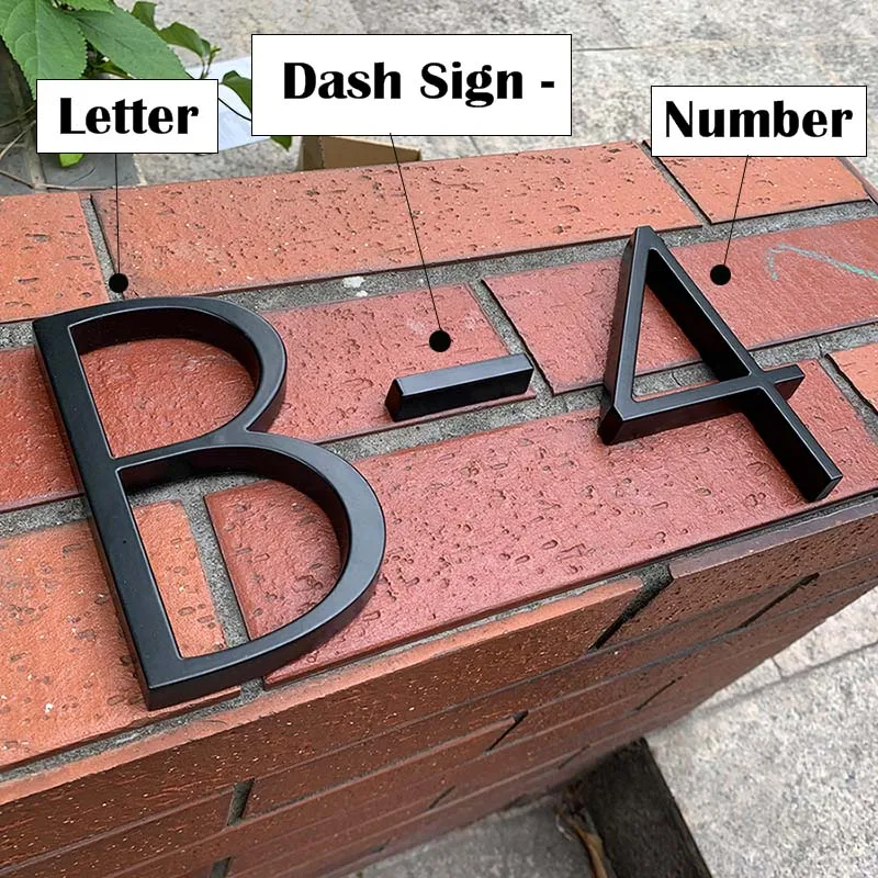 Black Floating House Numbers Doorplate Letters Metal Address Sign Plate Outdoor Street Door Plaque Number For Home Mailbox 0-9