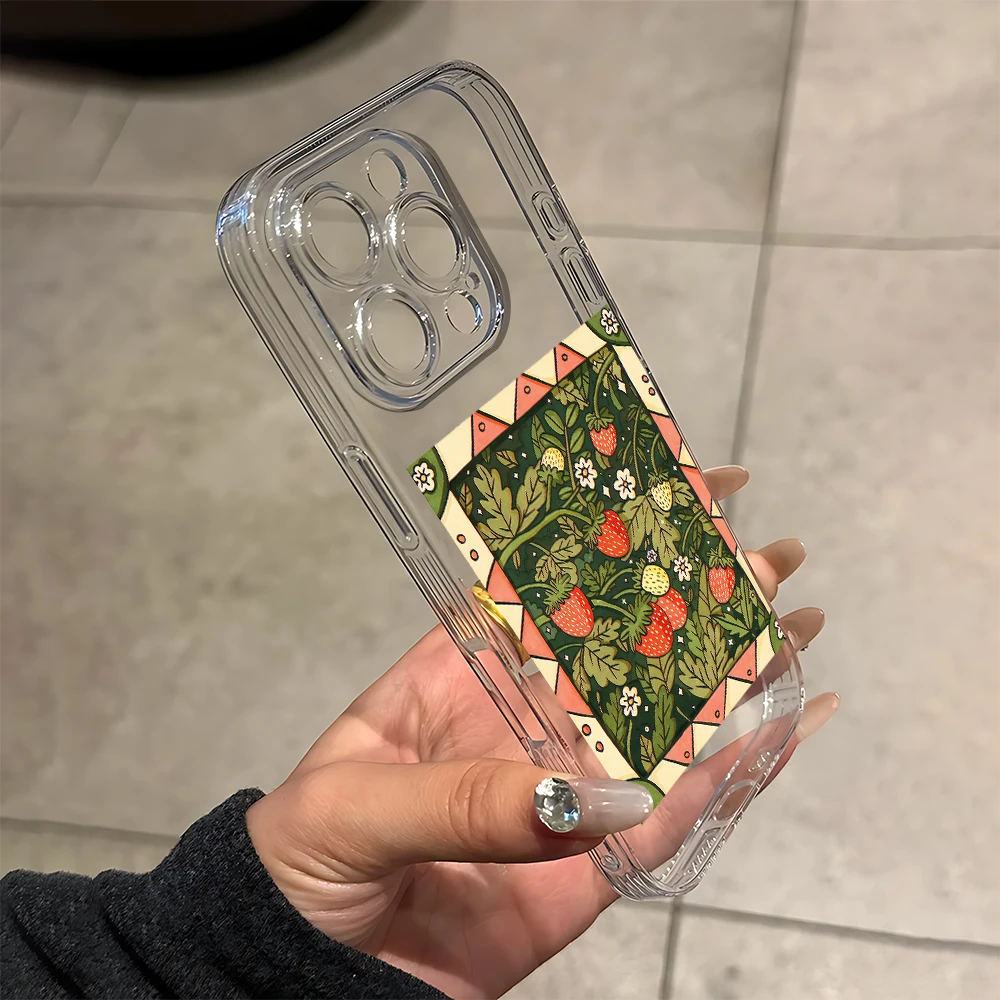 Erdbeerpflanze Silikon Handyhülle für IPhone 17 16 15 14 13 12 11 Pro Xs Max Air Mini 7 8 6 6s Plus SE 2020 2022 Cover