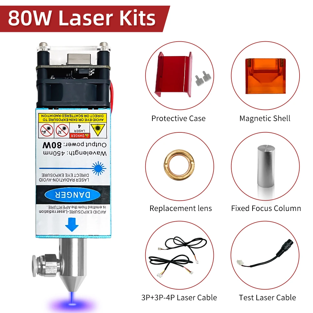 80W Lasermodule met luchtassistentie 40W 80W Lasergraveerkop 450nm Blauwe Laserkop voor CNC Laser Snijden Houtbewerkingsmachine