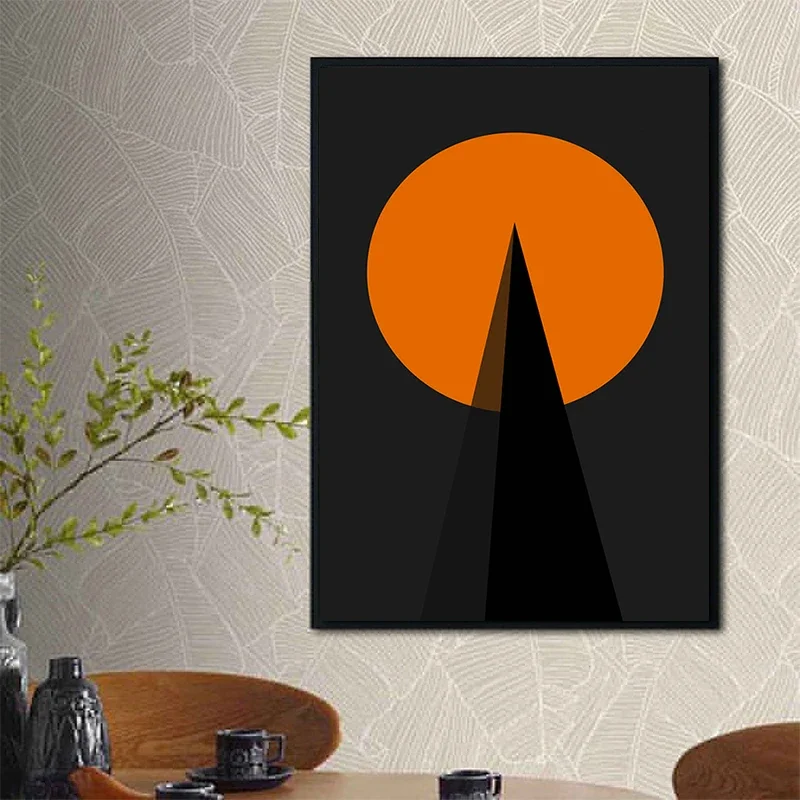 Nordic Abstract Wall Art Geometric Colour Block Orange Black HD Canvas Printed Poster Home Living Room Bedroom Decoration