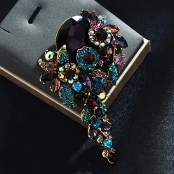 Big Flower Crystal Women Luxury Brooch Pins Best Jewelry Accessory For Suit and Dress