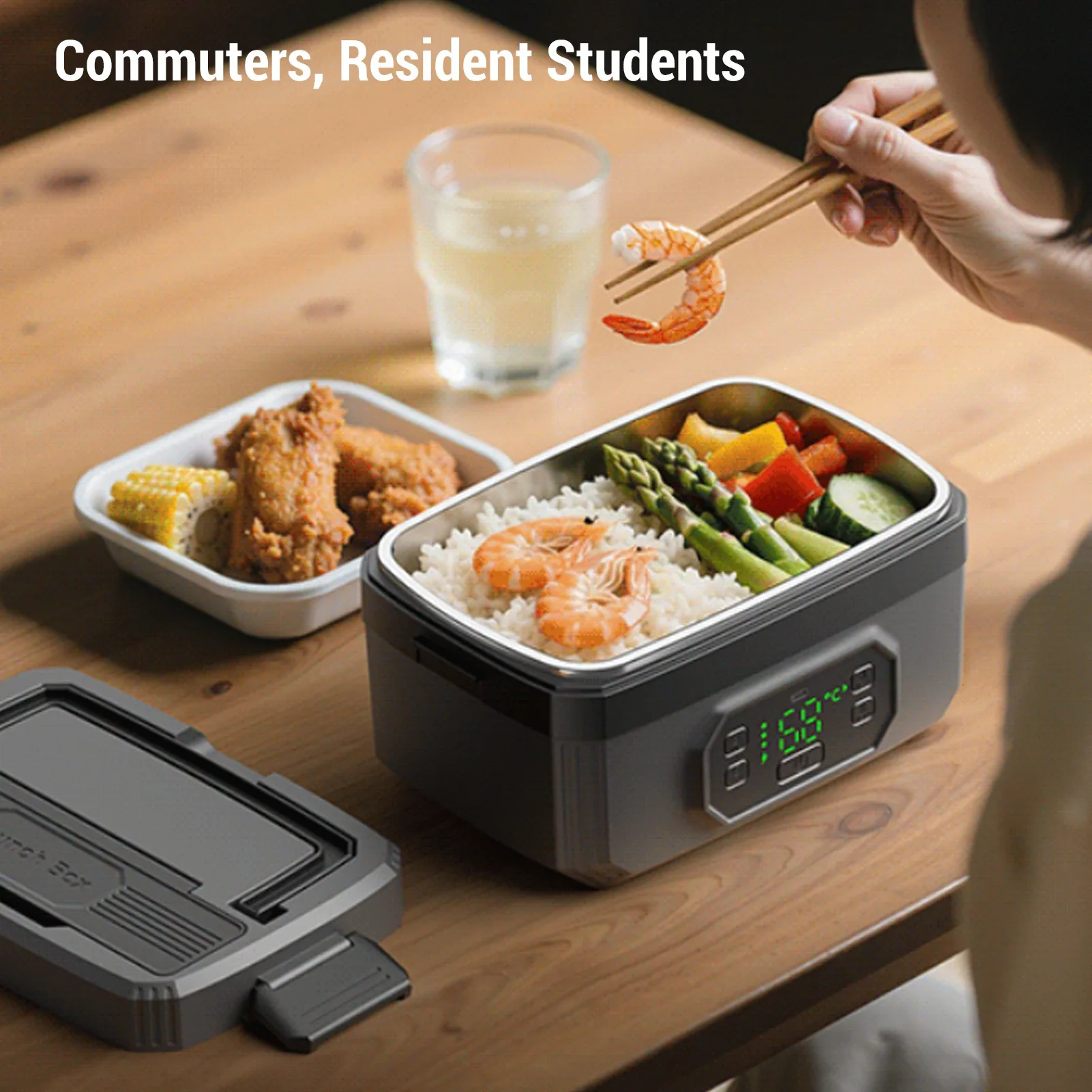 

Rechargeable Wireless Heated Bento Box – Large Capacity, Portable, Water-Free Lunch Box for Students, Office, and Outdoor Use