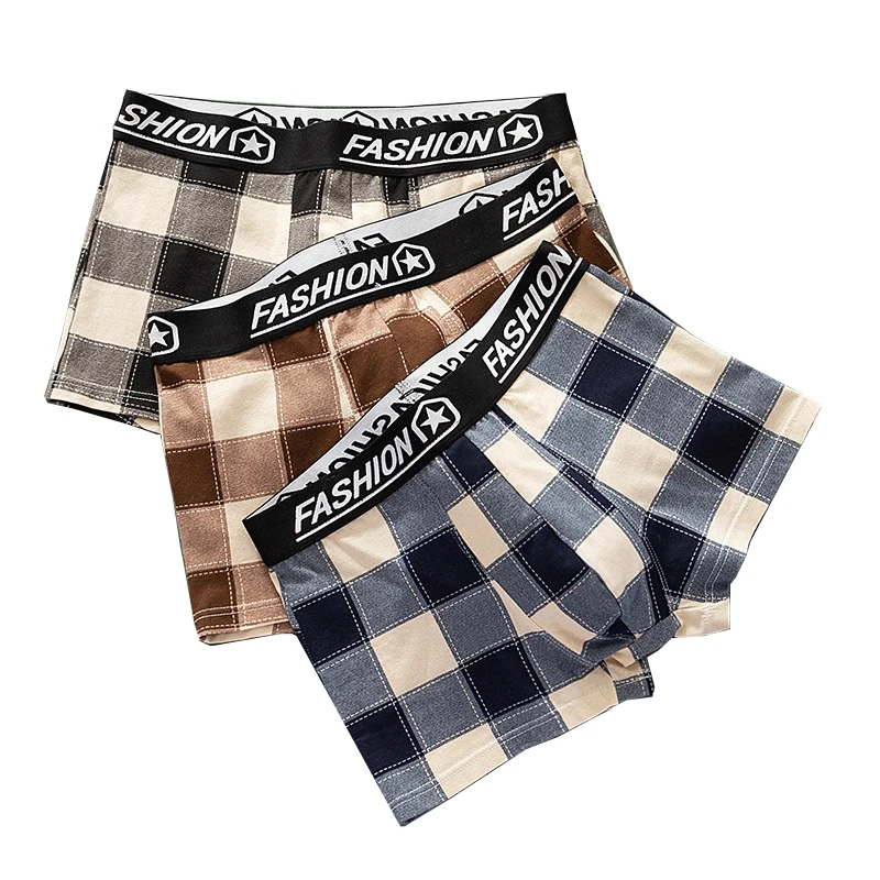 4pcs Men's Underwear New Style Men Boxer Shorts Fashion Men Panites Plus Size Underwear Summer Sexy Breathable Plaid Underpants