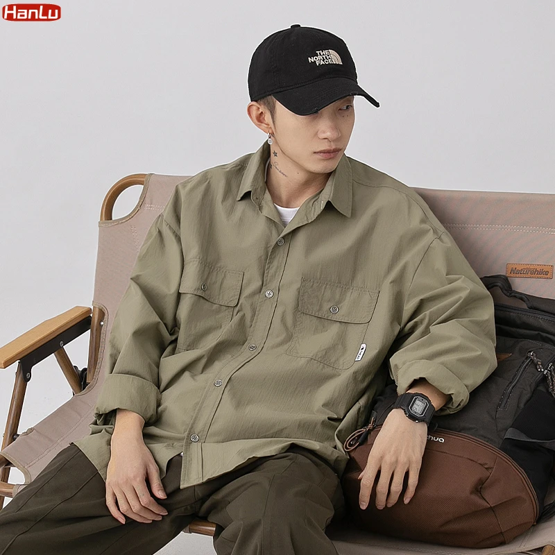 2023 Spring Autumn Streetwear Loose Casual Pocket Cargo Shirt Mens Clothing Retro Trendy Coats Japanese Harajuku Jacket Tops