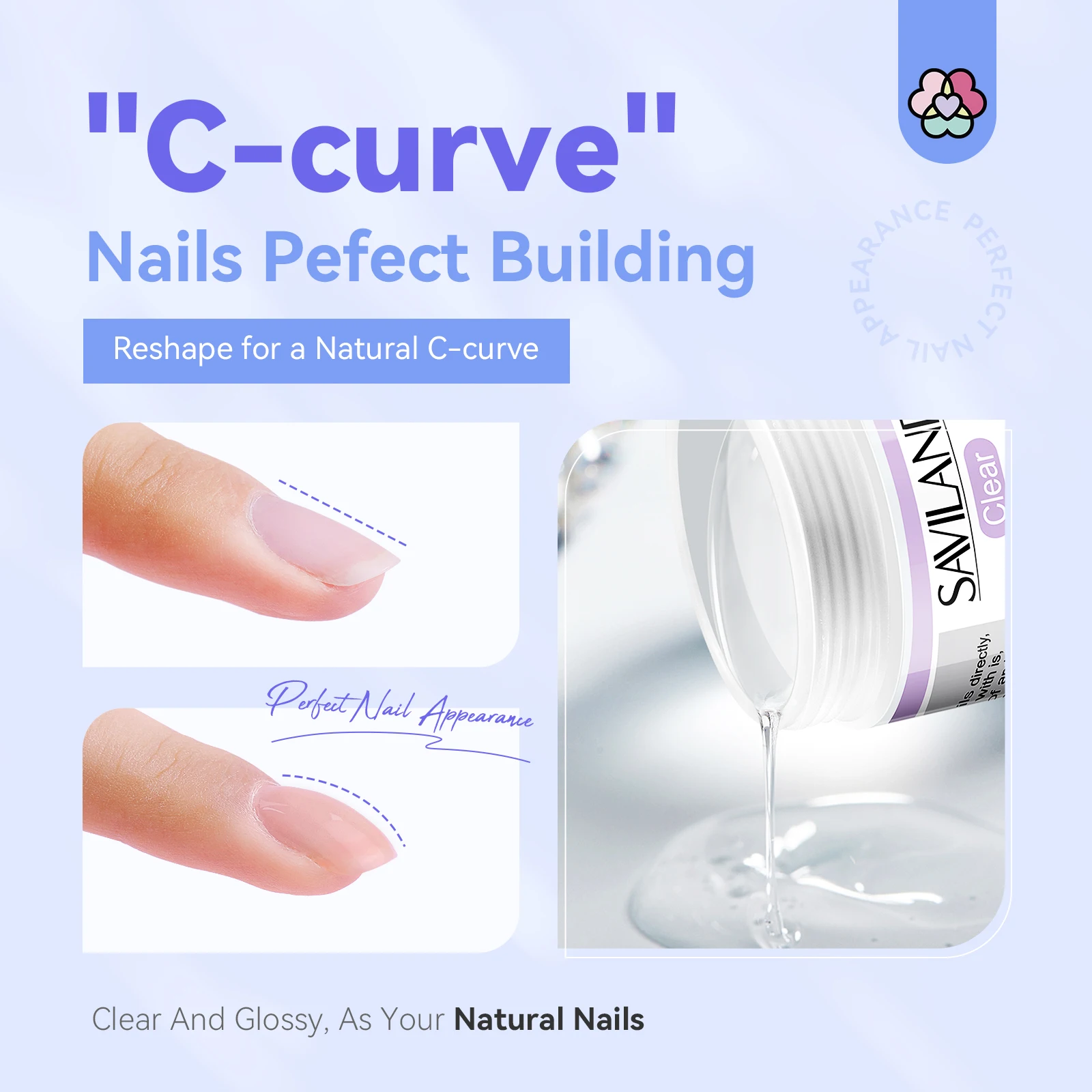 SAVILAND ビルダーネイルジェルキット 60g クリアネイルエクステンションセット 100枚のネイルフォームとネイルブラシ付き 初心者向けネイル強化剤