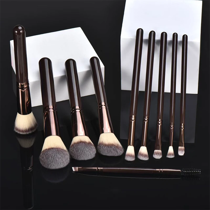 Ensemble de pinceaux de maquillage professionnels, 10 pièces, poudre, fard à joues, pinceau de fond de teint, surbrillance, ombre à paupières, pinceaux à lèvres, outils de maquillage de beauté