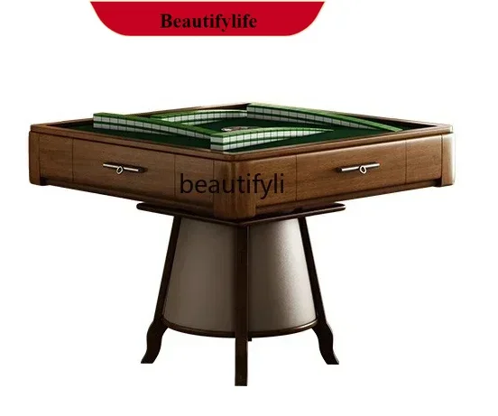 

G1218 New Chinese-style solid wood silent rotor mahjong machine dining table, multi-functional North American walnut automatic h