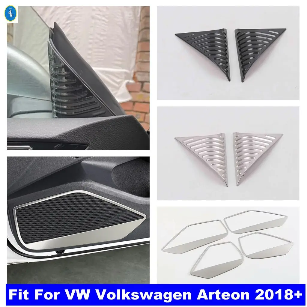 

Серебристый автомобильный дверной громкоговоритель/ободовая стойка, стереодинамик, панель, накладка, аксессуары для VW Volkswagen Arteon 2018-2023