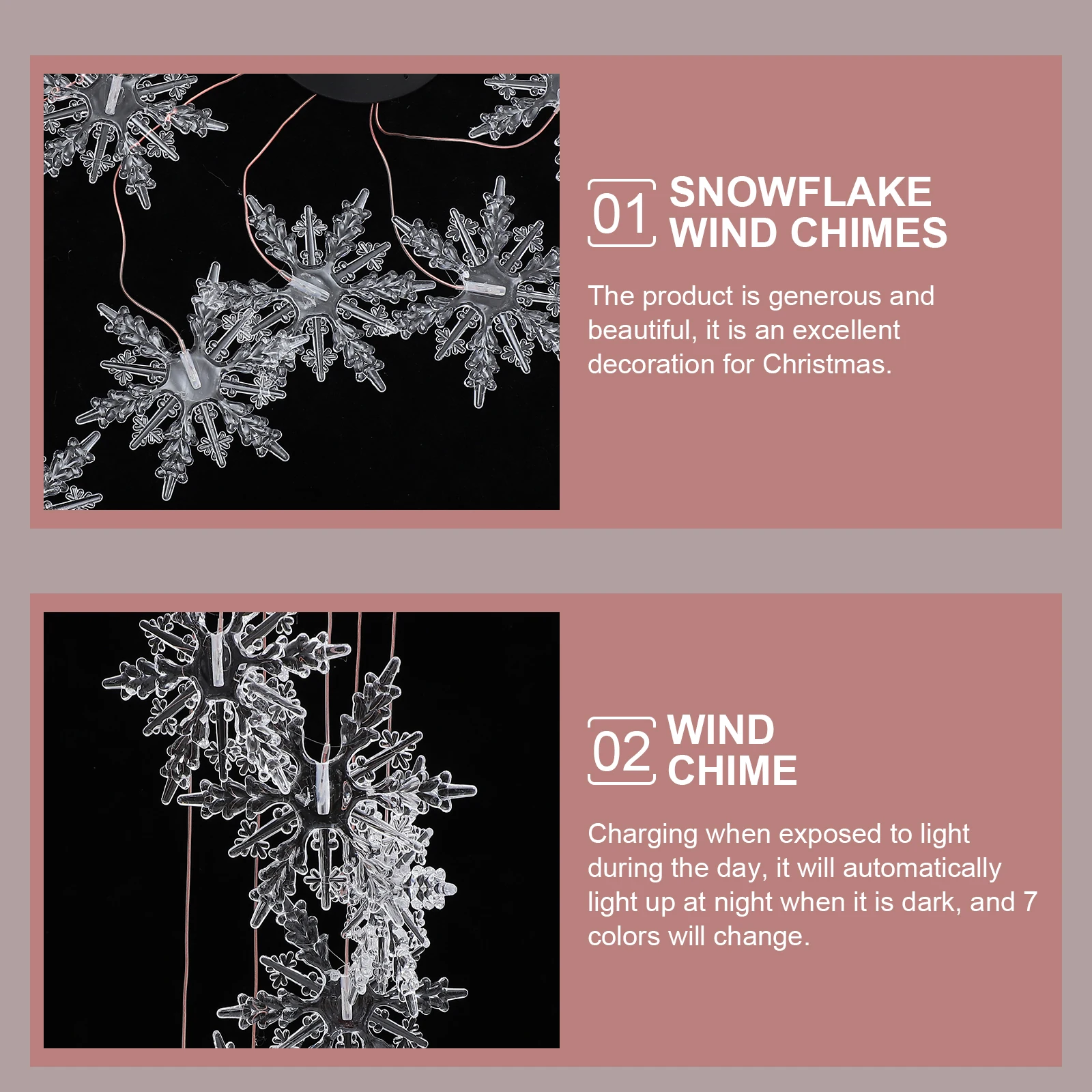 

Hanging Wind Chime Light Solar Powered 6 LED Lights Auto on At Night for Yard Balcony Holiday Decorative Lighting